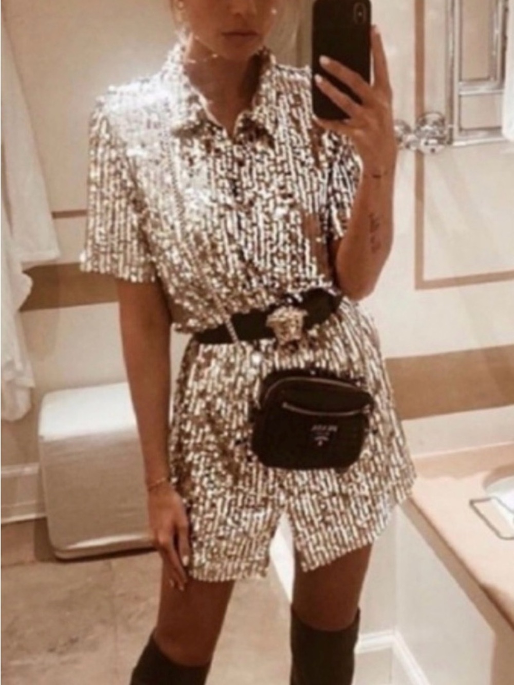 RARE* Zara Woman Sequin Shirt Dress M